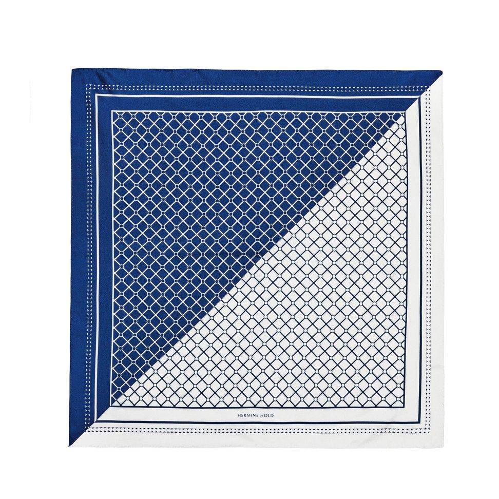 Hermine Duo Silk Scarf - Azure & White - Hermine Hold